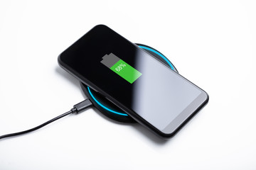 Wireless Charging Pad And Smartphone On Desk