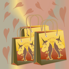 Vector drawing with shopping bags.