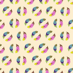 Vector seamless pattern with colorful feathers.