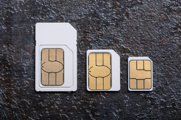 Sim Cards Arranged In A Row