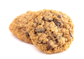 Cinnamon Raisin Oatmeal Cookies on a White Background