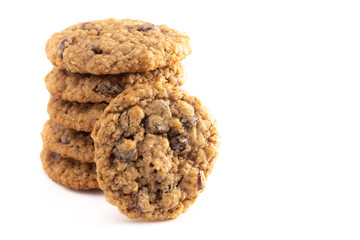 Cinnamon Raisin Oatmeal Cookies on a White Background