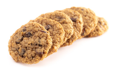 Cinnamon Raisin Oatmeal Cookies on a White Background