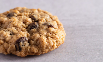 Cinnamon Raisin Oatmeal Cookies on a Gray Table
