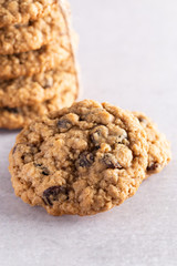 Cinnamon Raisin Oatmeal Cookies on a Gray Table