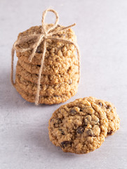 Cinnamon Raisin Oatmeal Cookies on a Gray Table