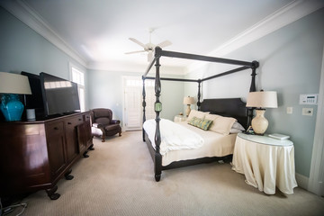 Large Master Bedroom with Vaulted Ceilings and Canopy Bed