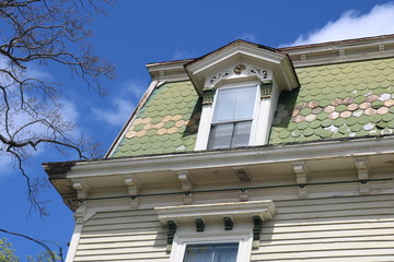 Rooftop of old wooden historic  victorian home 
