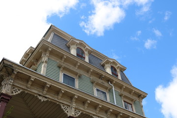Rooftop of old wooden historic  victorian home 