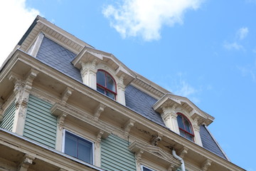 Rooftop of old wooden historic  victorian home 