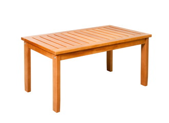 Wooden picnic table on a white background isolated