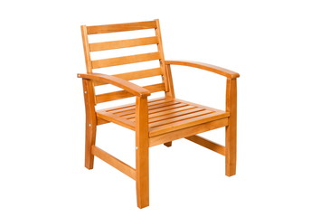 Wooden garden chair on a white background isolated