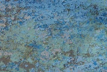 blue gray colored shabby paint texture on old iron wall