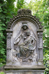 Historic Statue on the mystery old Prague Cemetery, Czech Republic