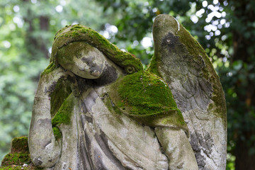 The historic Angel from the mystery old Prague Cemetery, Czech Republic