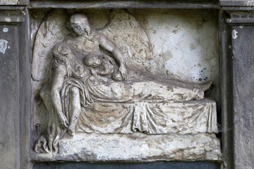 The historic Angel from the mystery old Prague Cemetery, Czech Republic