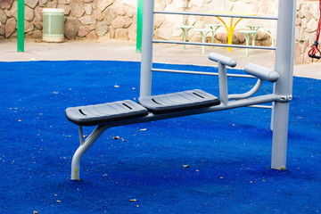sport life style street workout gym space ground with outdoor training apparatus boar for press and...