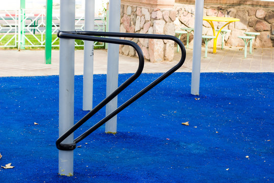 sport life style street workout gym space ground with outdoor training apparatus parallel bars for push ups with hands