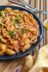 Cheesy Beef Shell Pasta