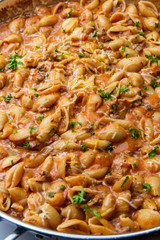 Cheesy Beef Shell Pasta