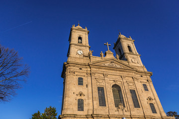 Fototapeta na wymiar Facade na tower of Lapa Church in Porto, Portugal