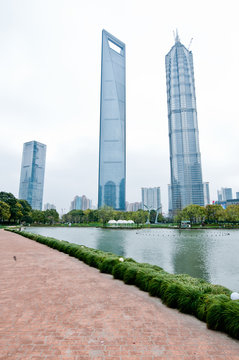 Skyscrapers in Pudong District of Shanghai city in China