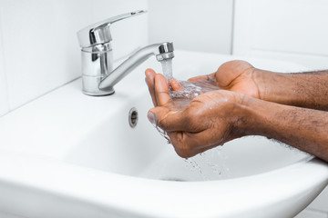hand washing in bathroom