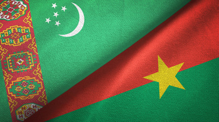 Turkmenistan and Burkina Faso two flags textile cloth, fabric texture 