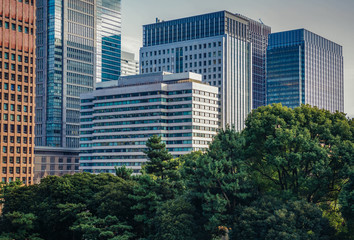 Obraz na płótnie Canvas Modern glass and steel buildings of Marunouchi dsitrict in Tokyo, Japan