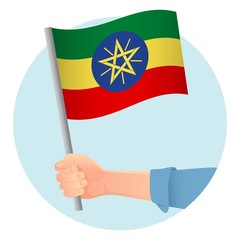 Ethiopia flag in hand icon