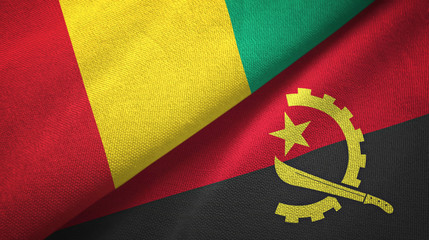 Guinea and Angola two flags textile cloth, fabric texture 