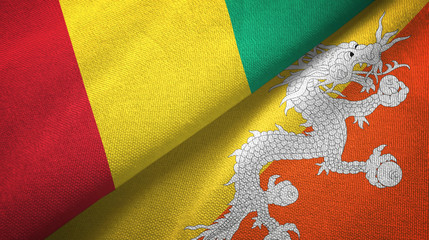Guinea and Bhutan two flags textile cloth, fabric texture 