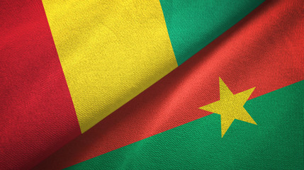 Guinea and Burkina Faso two flags textile cloth, fabric texture 