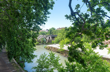 Tiber island - Tevere river - Rome - Italy