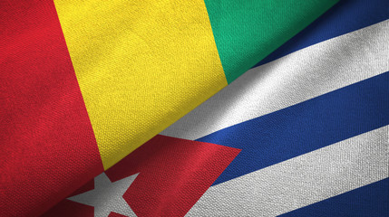 Guinea and Cuba two flags textile cloth, fabric texture