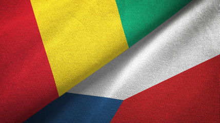 Guinea and Czech Republic two flags textile cloth, fabric texture