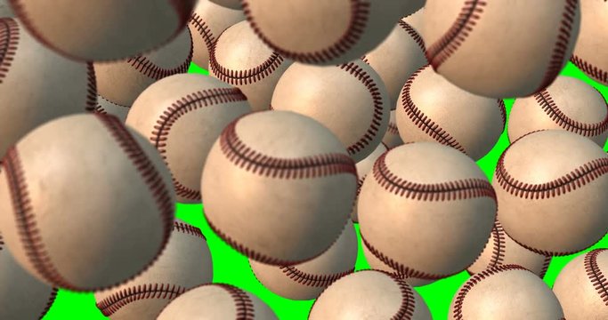 baseball balls falling slow motion macro