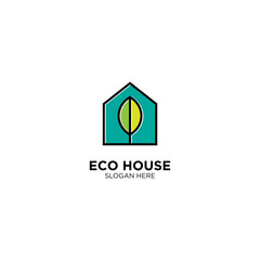 Eco House logo vector line outline monoline icon illustration - Vector