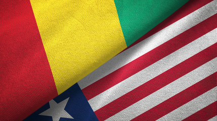 Guinea and Liberia two flags textile cloth, fabric texture