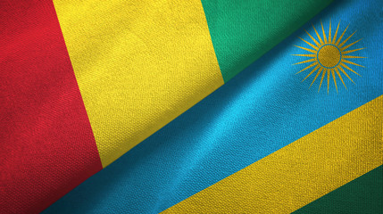 Guinea and Rwanda two flags textile cloth, fabric texture
