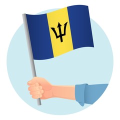 Barbados flag in hand icon