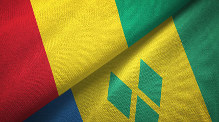 Guinea and Saint Vincent and the Grenadines two flags textile cloth