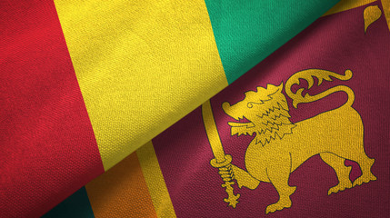 Guinea and Sri Lanka two flags textile cloth, fabric texture