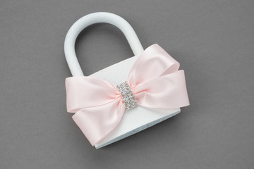 Ornate wedding Padlock decorated with pink bow.