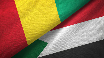 Guinea and Sudan two flags textile cloth, fabric texture