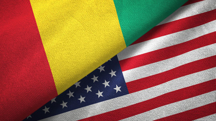 Guinea and United States two flags textile cloth, fabric texture