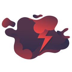 Lightning and cloud icon flat with fluid shapes background vector design.