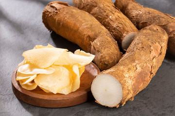 Cassava fried - Manihot esculenta. Top view