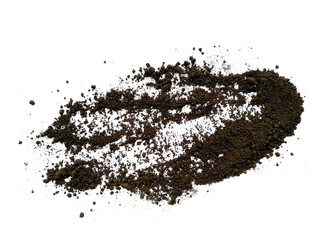 Pile soil isolated on white background. Soil dune with clipping path. Soil from the garden.