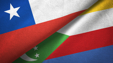 Chile and Comoros two flags textile cloth, fabric texture
